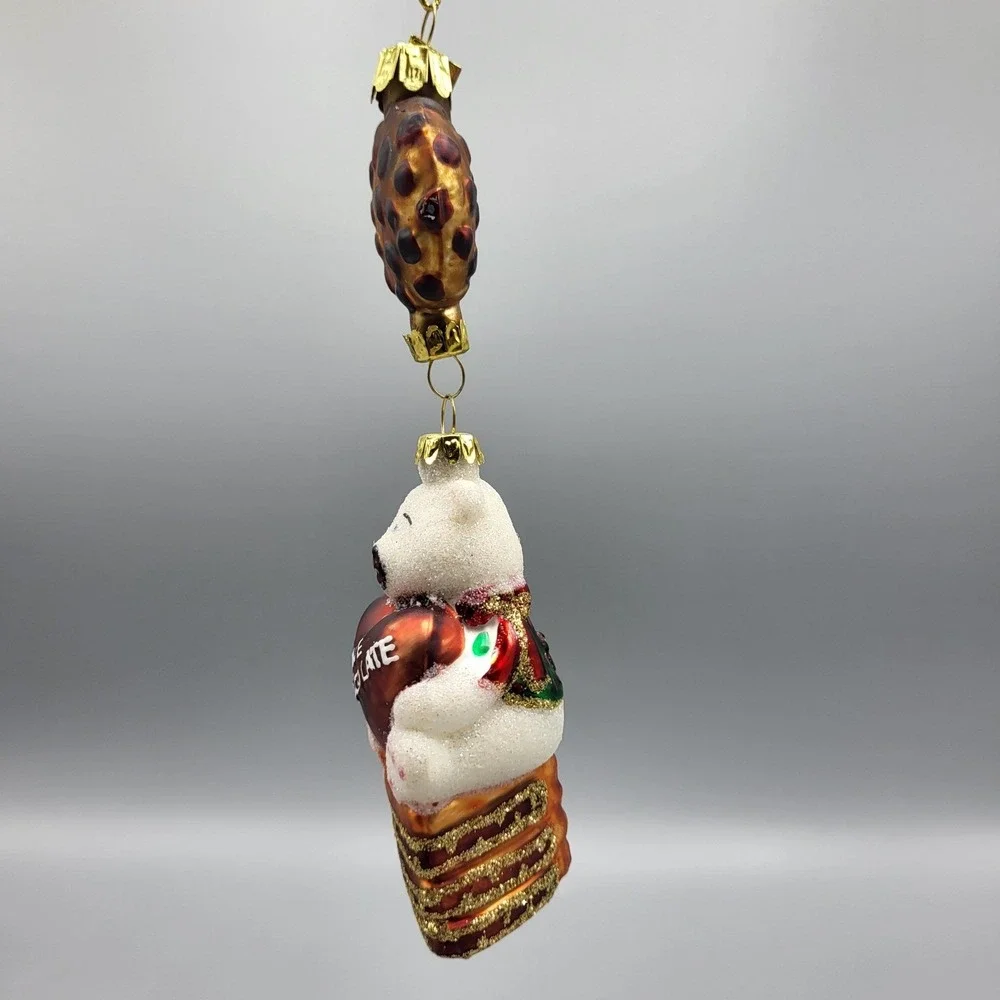 Margaret Cobane Blown Glass Ornament Polar Bear I Love Chocolate Cookie Cake